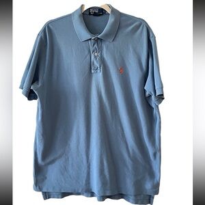 VTG Polo Ralph Lauren Shirt Light Blue Golf Orange Pony Classic 100% Cotton